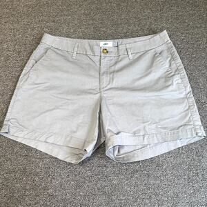 Old Navy Chino Shorts Womens 12 Gray Stretch Pockets Flat Front Casual Summer